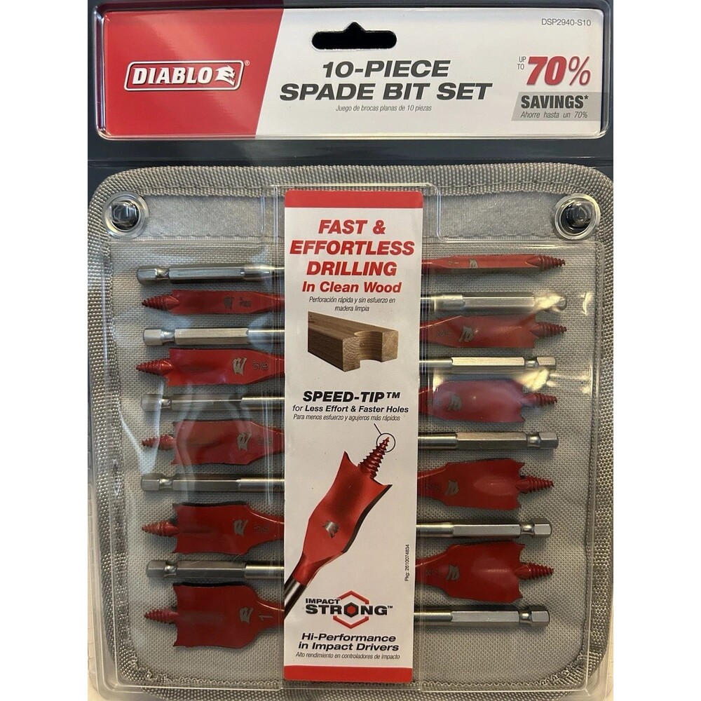 NEW DIABLO SPEEDemon High-speed Spade Bits: 10-Piece Set with Pouch, DSP2940-S10